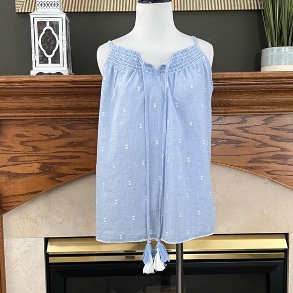 NEW‎ Cynthia Rowley Women's Blue Chambray Tassel Sleepwear Tank Sz. M